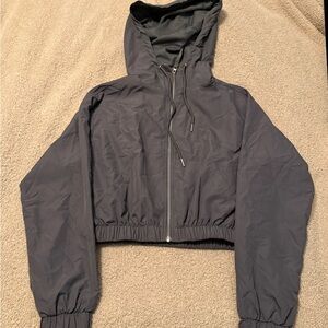 Forever 21 Gray Bomber Jacket with Ribbed Cuffs and Stand-up Collar